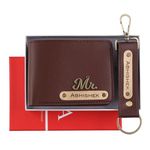 AICA Personalized Name & Charm - Wallet & keychain Combo Mens GiftSet (Darkbrown)