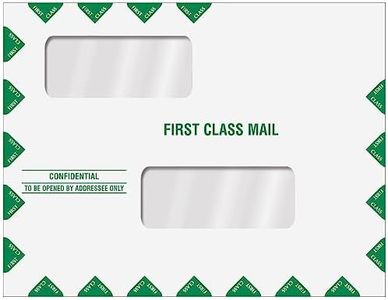 Double Window Tax Return Envelope 10" x 13" Peel & Seal, 50/Pk