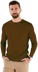 gyprprer Men’s 100% Merino Wool Base Layer Top – 15.5 Micron Ultrafine, 180g Lightweight Long Sleeve Shirt, Breathable Moisture Wicking Thermal Undershirt for Hiking Running Outdoor Walnut Browns