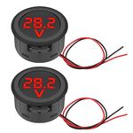 DC4V-100V Voltage Gauge, Linkstyle LED Digital Two-Wire Battery Meter, Waterproof Round Mini Voltage Display Tester Gauge Meter for Car Motorcycle ATV Boat Truck Marine Battery Monitor (Red LED)