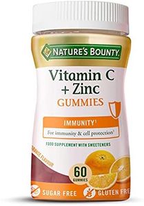 Nature's Bounty Vitamin C and Zinc Gummies – Pack of 60 Gummies, 30 Day Supply – Immune Support and Cell Protection - Antioxidant Supplement - Gluten Free and Natural Colours