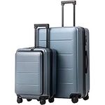 COOLIFE Luggage Suitcase Piece Set Carry On ABS+PC Spinner Trolley with pocket Compartmnet Weekend Bag(Night navy, 2-piece Set)