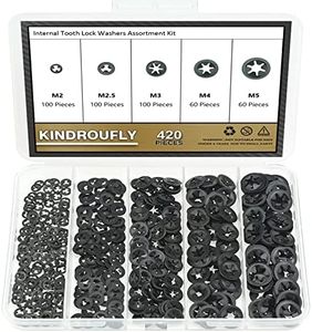 420 Pieces Internal Tooth Star Lock Washers, Kindroufly 5 Sizes Quick Speed Locking Washers, Push on Retaining Clips Assortment Kit (M2, M2.5, M3, M4, M5)