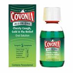 Covonia All-in-One Chesty Cough, Cold & Flu Relief Oral Solution, 160ml, Sugar Free, Fights Chesty Cough, Headaches, Sore Throats, Contains Paracetamol, for Adults & Children Aged 12+