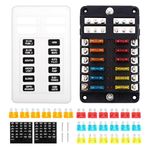 WiMas Fuse Box Holder Fuse Block with LED Warning Light Indicator DC 12-24V Circuits Fuse Box for Car Boat Marine RV Truck (12 Way Fuse Box)