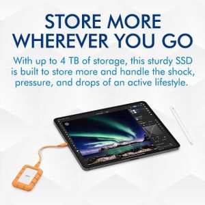 LaCie Rugged Mini 500GB External SSD – 40Gb/s, PC/Mac/iPad/iPhone Compatible