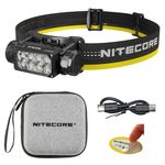 Nitecore HC65 UHE 2000 Lumen Heavy Duty Metal Headlamp, USB-C Rechargeable with White, Red, and Reading Lights Sticker for Camping, Hiking, Hunting, and Industrial Works