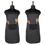 Kuber Industries (Pack of 2) Kitchen Apron | Cooking Apron for Men | Apron for Chef | Waterproof Kitchen Dress for Women | Apron for Restaurant | Front Pocket Cooking Cloth | Dot | Black