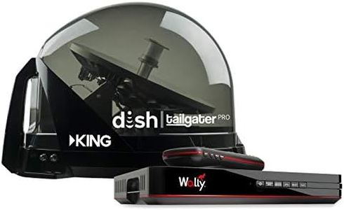 KING DTP4950 DISH Tailgater Pro Bundle - Premium Portable/Roof Mountable Satellite TV Antenna and DISH Wally HD Receiver, Western & Eastern Arc Satellites, Clear(Smoke)