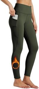 WILLIT Women's Fleece Lined Leggings High Waisted Winter Thermal Yoga Running Pants with Pockets Olive Green 3XL