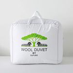 SUFUEE Single Size Duvet, 13.5 Tog Luxurious Wool Duvet, Fresh Ideas Washable Australian Wool Filled Quilt, 230T Soft Fabric Shell (Single size: 135x200cm)