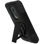 Amzer AMZ97488 Double Layer Hybrid Kickstand Case Skin for Motorola Moto X 2nd Gen, Retail Packaging, Black