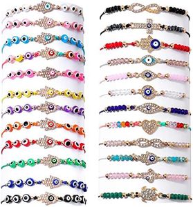 24/12 Pcs Evil Eye Bracelets Mexican Bracelets Hamsa Bracelet Set Protection Mal De Ojo Bracelets Gold Evil Eye Anklets Jewelry Gift for Women Girls Boys