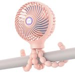 SmartDevil Stroller Fan, 3000mAh Portable Clip on Stroller Fan for Baby, 3 Speed Battery Operated Personal Desk Fan with Flexible Tripod, Mini Handheld Fan for Car Seat, Treadmill, Camping (Pink)