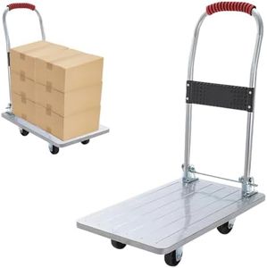 24" L x16 W Platform Truck Steel Foldable Push Cart,800 LBS Capacity Heavy-Duty Moving Platform Trucks Hand Cart for Groceries, Warehouse Transport with 4’Nylon Casters