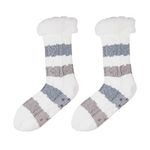 Slipper Socks, Fuzzy Soft Warm Socks Fluffy Stuffers Winter Slipper Scoks for Women (Blue&Grey)