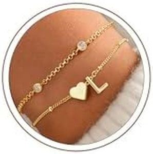 Turandoss Charm Bracelets for Girls - 5 6 7 8 9 10 11 12 13 14 15 16 17 18 19 20 Years Old Gifts Heart Initial L Bracelets for Little Girls Trendy Jewelry