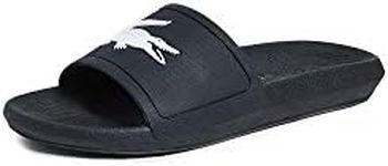 Lacoste mens Croco Slide Sandal, Black/White, 10 US