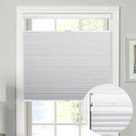 Moonice Cellular Blinds No Drill No Tools Top Down Bottom Up Cordless Window Shades for Windows Blinds for Indoor Windows Honeycomb Blinds for Home Office Door, Easy to Install, 100% Blackout, White