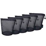 iBasingo Black Drawstring Bags Mesh Bag Nylon Sack Durable Net Bag Small Travel Stuff Sack Mesh Storage Ditty Bag for Cosmetics Shower Gels Ball 5 pieces/lot, (D)12cm x (H)20cm BVP03