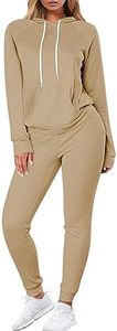 FUPHINE Women's Two Piece Outfits Sweatsuits Set Long Sleeve Pullover Hoodie and Jogger Sweatpants Tracksuit Lounge Sets, Khaki, Small