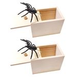 2 Pcs Spider In A Box Prank, Spider Scare Prank Box, Spider Prank Box Fake Spider Pranks Funny Scare Box Spider Hidden In Case Wooden Spider Box Prank for Halloween Carnivals April Fools Day