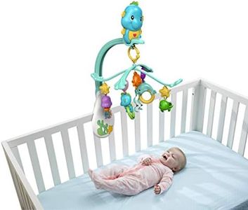 Fisher-Price Hippocampe 3-en-1 Mobile Musical pour Lit Bébé avec 4 hochets Animaux Marins Amovibles, musiques et Sons, dès la Naissance, DFP12, Multicolore