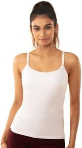NYKD Cotton Everyday Bramisole for Women - Camisole with in-Built Bra, Padded & Moulded Cups, Adjustable Straps Bramisole, NYC003, White, M, 1N