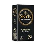 SKYN Original Condoms Pack of 10 SKYNFEEL Latex Free Condoms for Men, Regular Size Condoms, Strong & Thin Condoms, Smooth Straight Shape, Lubricated, 53mm Wide