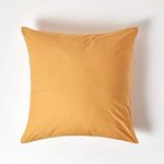 HOMESCAPES Mustard Yellow Pure Egyptian Cotton Euro Size Pillowcase 80 x 80 cm 200 TC 400 Thread Count Percale Equivalent Large Square Pillow Case with Zip