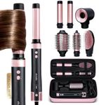 ELLA BELLA® 6 in 1 Professional Hot Air Styler Dual Voltage • Powerful Hair Dryer & Straightener Set • Styling Without Heat Damage • Fast Drying Curling Volumizing Straightening • with Travel Case