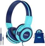 Portable Kids Headphones with Hearing Protection,Kids Headphone for Boys,Girls, Wired Headphone with Detachable Cable for School, Car, Airplane 2-Mint (1Pack)