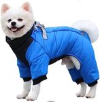 COLOFFE Dog Winter Coat,Dog Snowsuit Ultralight Extra Waterproof Dog Winter Jacket Warm Fullbody Dog Snowsuit Blue L