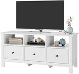 FOREHILL White TV Unit TV Stand Cabinet Wooden TV Table with 3 Drawers and 3 Open Shelves TV Cabinets for Living Room Furniture 108x40x50cm