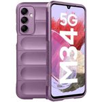 TheGiftKart Liquid Silicon Back Cover Case for Samsung Galaxy M34 5G | Shockproof Military Grade Protection | Micro-Fibre Cloth On Inner Side | Built-in Anti-Slip Grip Back Cover (TPU, Lavender)