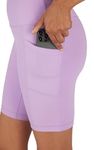 90 Degree By Reflex - High Waist Power Flex Biker Shorts with Side Pockets - 5", 7", 9", Sheer Lilac 9", XX-Large