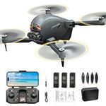 HYTOBP S177 Drones for Adults with 1080P HD Camera, Brushless Motor Drone with 3 Batteries, 90° Adjustable Lens, One Key Take Off/Land, Foldable Drone with Cameras for Adults Kids Beginners