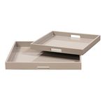 Howard Elliott 83025 Lacquer Square Wood Tray Set, Taupe