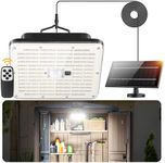 FabStyl Solar Indoor Outdoor Shed Light with 3000LM, Upgrade 163 LED Solar Pendant Light Daytime Available with Remote Control Motion Sensors Powered Hanging for Gazebo,Shed,Garage,Barn