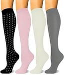 HLTPRO 4 Pairs Copper Compression Socks for Women and Men 20-30mmHg - Circulation Support for Travel, Nurse, Running