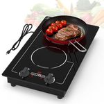 VBGK Induction Cooktop,110V 2300W Induction Stove Top with Knob Control,9 Power Levels, Kids Lock & Timer,LED touch control,Overheat Protection Electric stove,2 burner induction cooktop