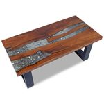 vidaXL Multicolour Solid Teak Resin Coffee Table | Handcrafted 100x50 cm | Rectangular Shape | Unique Living Room Furniture