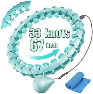 Coolboss 33 Knots Weighted Workout Hula Circle, Infinity Fit Hoop Plus Size for Adult Weight Loss, Smart Exercise Waist Ring, Detachable & Adjustment Silent Fitted Equipment Cyan