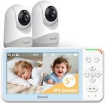 Blemil 5" Split Screen Baby Monitor with 2 Cameras, Video Baby Monitor No WiFi, No APP, 4000mAh Battery, Remote Pan/Tilt/Zoom Camera, 2-Way Talk, Night Vision, 1000ft Range, Temperature