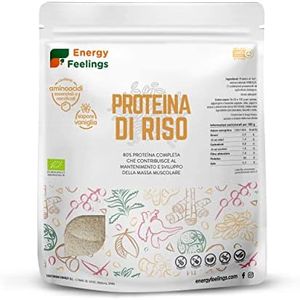 F Energy Feelings Proteine di Riso in Polvere BIO 1 Kg | 82% Proteine Vegetali | Proteine Vegane per Massa Muscolare e Dimagrire | Senza Zuccheri Aggiunti, Lattosio né Glutine