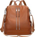 Comfabie Fashion Backpacks for Women, PU Leather handbags, Zipper Ladies Purse, Daypacks Bags, Casual Backpacks, Antitheft Soft Rucksack Versatile Shoulder Bags with laptop compartment (Tan)