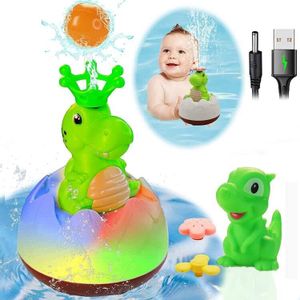 Baby Bath Toys, XIAOFEIPENG Baby Light Up Bath Tub Toys, 3 Modes Spray Water Cute Dinosaur Bath Toys with Double Layer Waterproof, Kids Water Toys for Bathroom Swimming Pool, Boys Girls Gifts (Green)