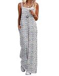 Ekouaer Womens Casual Sleeveless Jumpsuits Summer Boho Wide Leg Floral Overalls Rompers with Pockets White Daisy Floral M