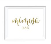 Andaz Press Wedding Party Signs, Gold Glitter Print, 8.5x11-inch, Mimosa Bar Sign, 1-Pack, Not Real Glitter