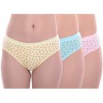 Emavic Women's Cotton Star Print Mid Waist Hipster/Brief/Panty Panties Combo Pack of 3 Yellow